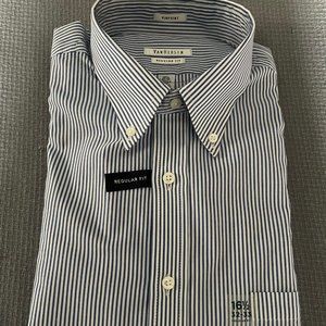 Van Heusen Pinpoint Blue & White Stripe LS Dress Shirt 16 1/2 - 32/33 NWT